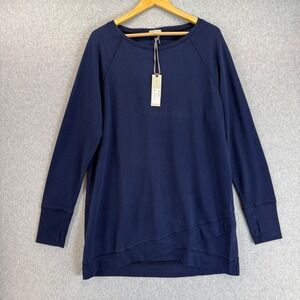 Mod-o-doc Tunic Top Long Sleeve Casual Comfy Sweater Navy Blue Women Size XL NWT